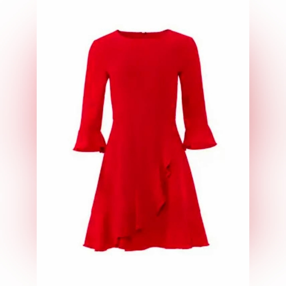 Slate & Willow Vibrant Red 3/4 Length Sleeve Dress